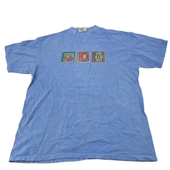 iCANTOO Sport Vintage T Shirt Women's Large Short Sleeve Cat Fish Heart Graphic - Picture 1 of 7